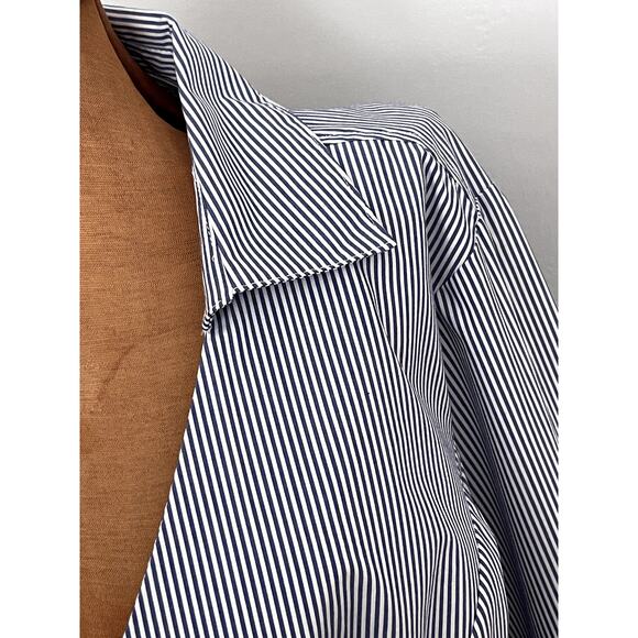Soft Surroundings Sz L Embroidered Top Blue Striped Cruise Coastal Boho Casual - Picture 6 of 15